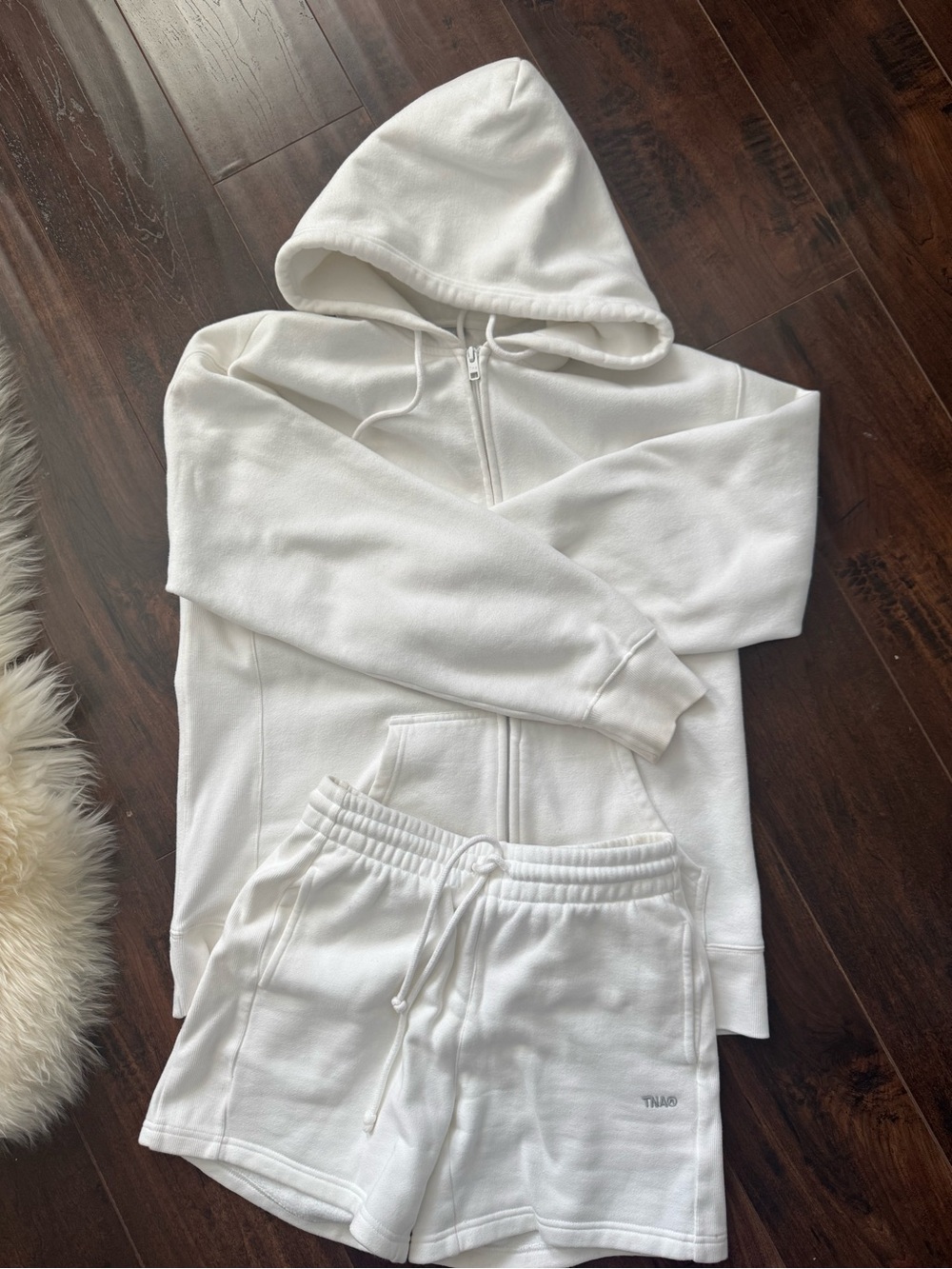 Aritzia white sweat fleece set